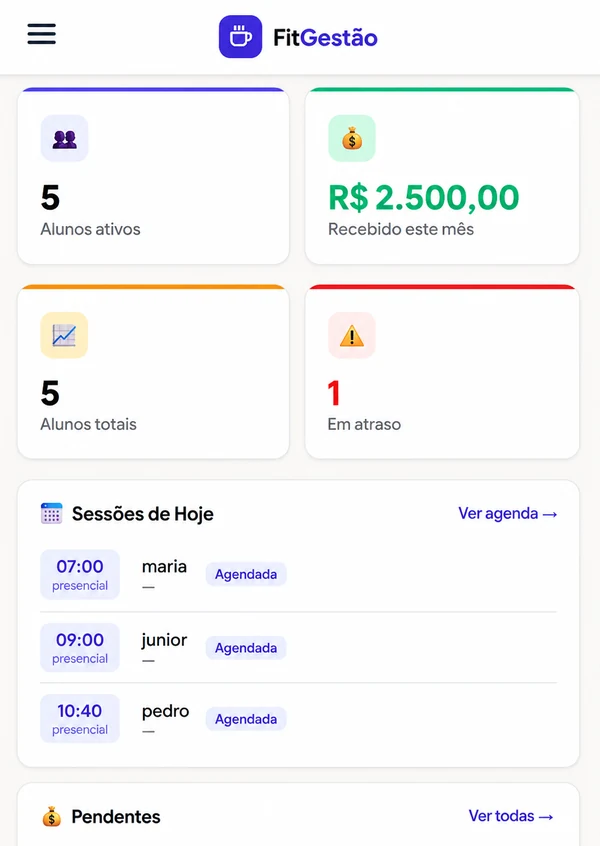 Formulário de cadastro de novo aluno no FitGestão